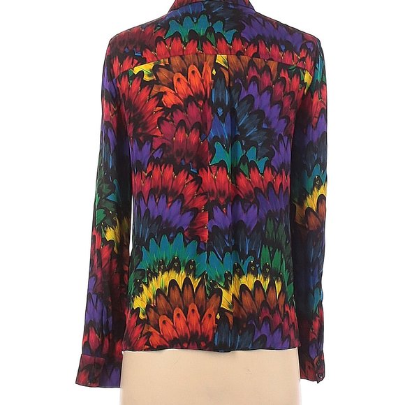 Alice + Olivia WILLA Blouse RAINBOW FEATHERS S - Picture 7 of 7